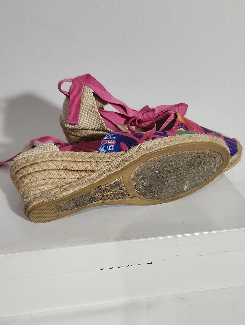 Bakers Pink Multicolor Espadrille Wedge Sandals